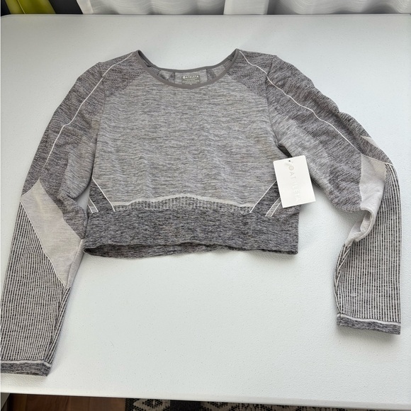 Athleta Gray Crew Neck Cropped Sweater - Picture 1 of 7